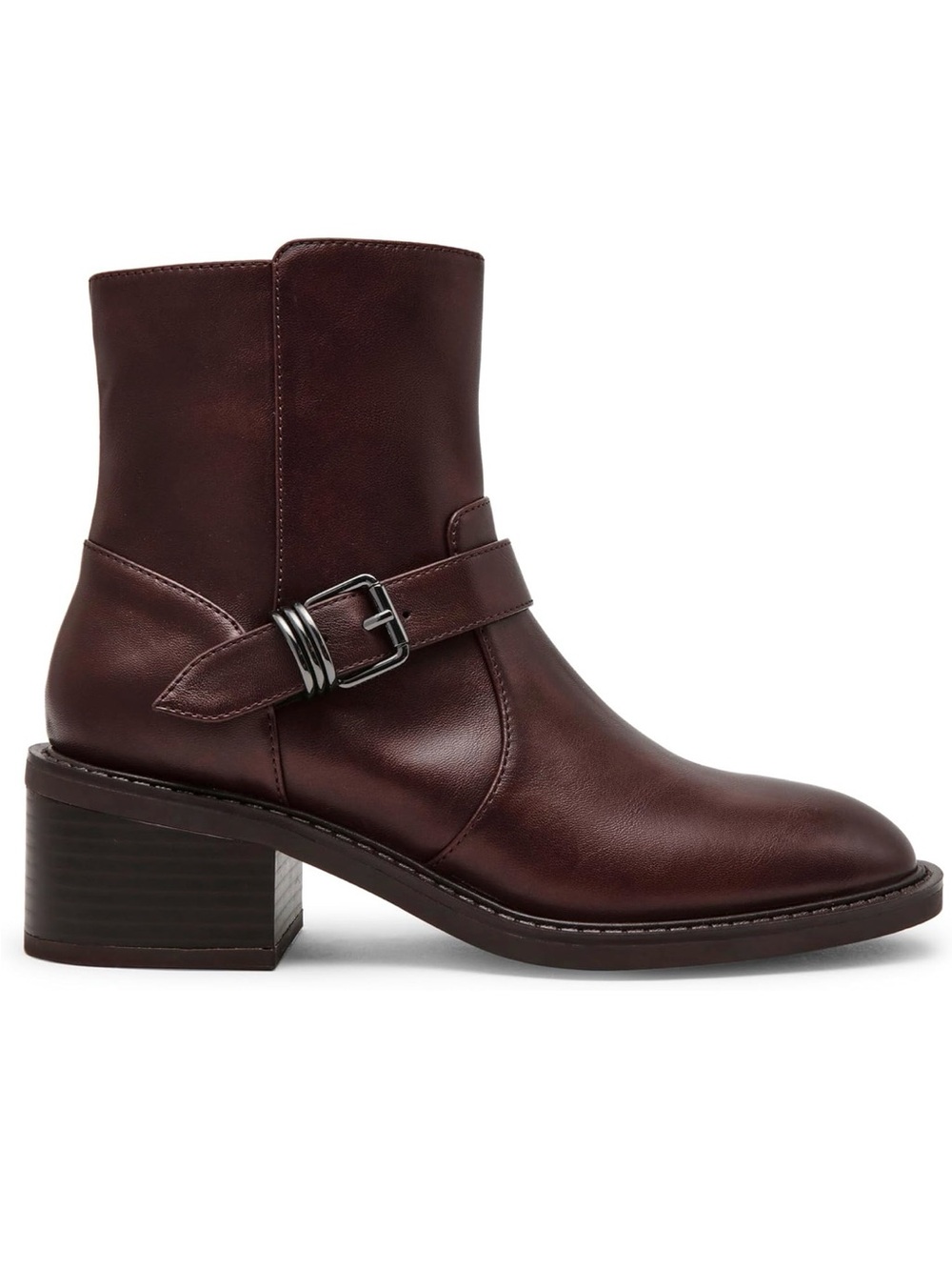 Anne Klein Classic Women's Brown Leather Ankle Boots with Buckle size 8